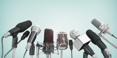 several microphones in a row